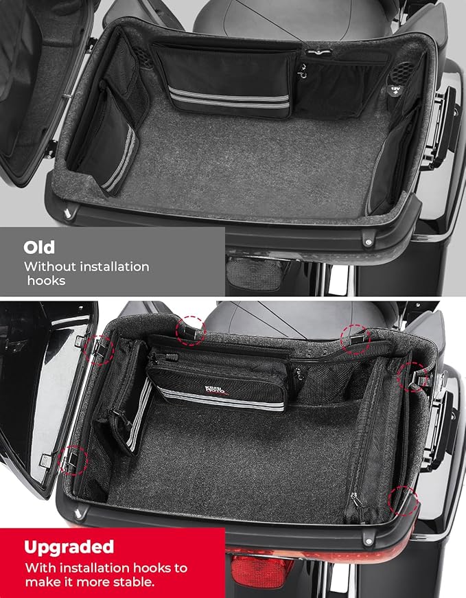 KEMIMOTO Upgraded for Rear Pack Organizers with Hooks Compatible with Touring 2014-2024 2025 for Street Glide Road King Tri Glide