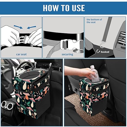 Car Trash Can – Multi-Purpose, Lightweight and Portable with Durable Water-Resistant Coating, No Installation Required, Practical and Ample Capacity, Variety of Colors.Mushroom
