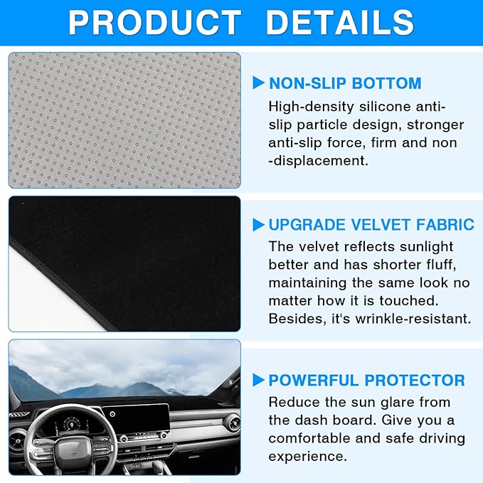 Autorder Dashboard Cover Mat for 2022-2025 2026 Chevy Chevrolet Silverado/GMC Sierra 1500 2500HD 3500HD Accessories Dash Cover Upgrade Velvet Dash Mat Sunshade Glare UV Rays Protector (Without HUD)