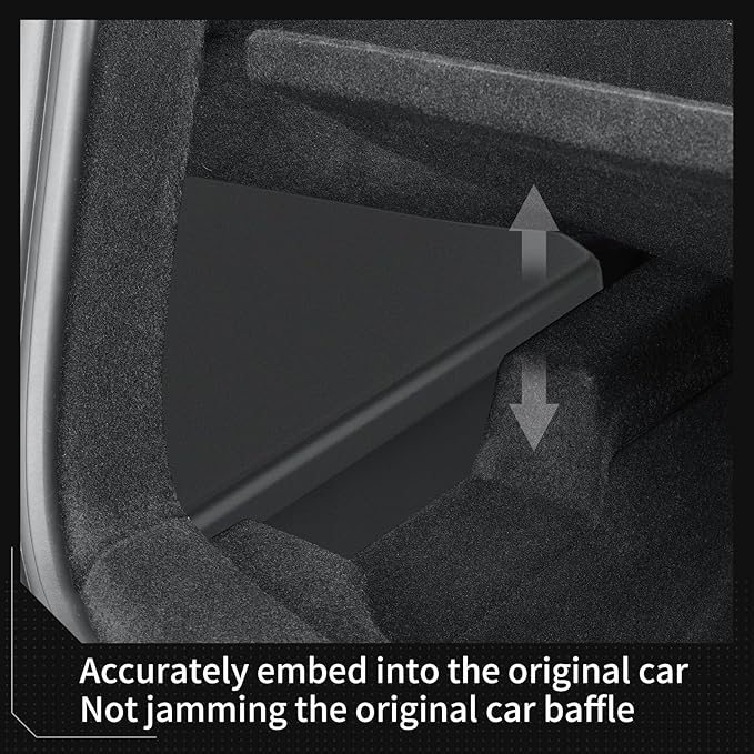 LUCKEASY Rear Trunk Storage Bins Fit for Tesla Model Y Juniper 2025 2026 Trunk Side Storage Box with Lids Rear Cargo Garbage Bins for Model Y Juniper 2026 Accessories Black TPE