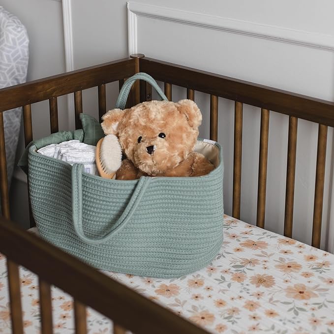Natemia Baby Diaper Caddy Organizer - Baby Shower Basket for Gifts - Nursery Storage for Diapers, Wipes, Breast Pump - Portable Organizer and Gift Bag - Newborn Essentials