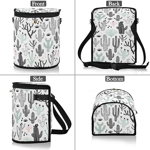 Cactus Car Trash Can Black Green Cacti Tropical Car Garbage Bag with Lid Hanging Waterproof Leak Proof Vehicle Storage Bin