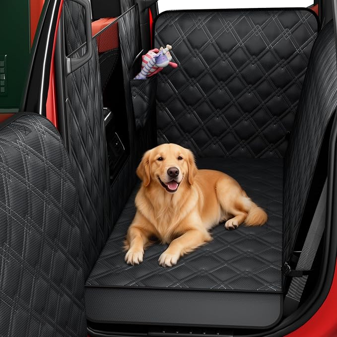 Surfcabin Floor XL Dog Hammock for Truck, Waterproof Trucks Pet Seat Cover with Door Protection, Sturdy Back Seat Extender for Dogs Compatible with Full Size Crew Cab Trucks Like F150, GMC & More