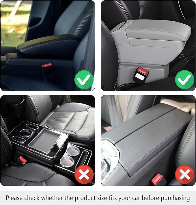 Stacool Upgraded Car Center Console Cover,Microfiber Leather Car Armrest Cover Cushion with 2 Storage Bags,Universal Car Armrest Storage Box (Brown)