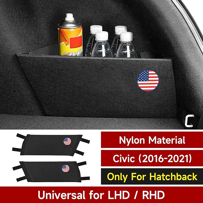 2PCS Rear Trunk Organizer Side Divider Board Compatible with Honda Civic 10th Gen 2016 2017 2018 2019 2020 2021 Car Accessories - ONLY for Hatchback