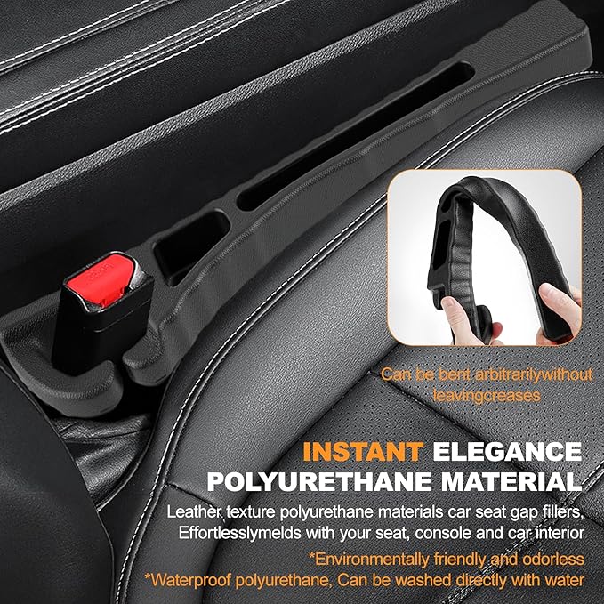 PARAROSE 2PCS Car Seat Gap Filler, Seat Gap Filler for Cars SUV Trucks, Car Essentials, Effectively Prevent Things from Falling Off (Universal, Black)