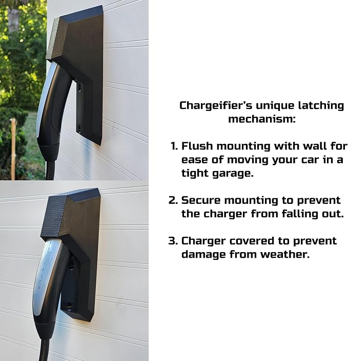Chargeifier Tesla Charging Cable Organizer with Latch use w/Model S Model 3 Model X Model Y w/Mobile Connector Bracket-Automotive Accessories (Charger and Mobile Connector Holder)