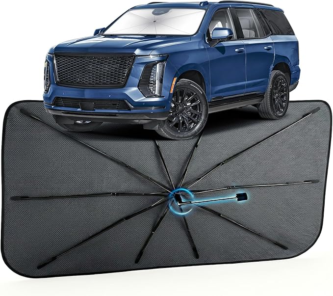 Car Windshield Sun Shade for Cadillac Escalade 2021-2026 –[Reflective Coated Fabric] Sunshade Umbrella for Front Window, Car Shades Sun Visor Keep Car Cool and Protects Interior, 1:1 Exact Fit