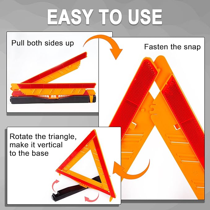 CARTMAN 12 Pack Warning Triangle DOT Approved, Identical to United States FMVSS 571.125, Reflective Warning Road Safety Triangle Kit