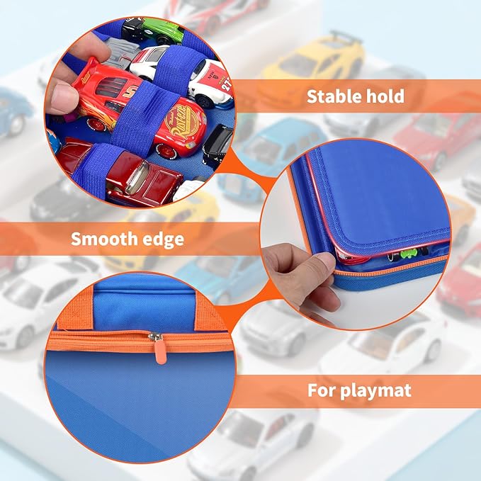 SAIKA 96 Toy Car Storage Case Compatible with Hot Wheels for Matchbox for LEGO for AZEN for JOYIN for Tub Works Cars Toy Car Organizer Holder for 96 Mini Cars- Blue(Case Only)