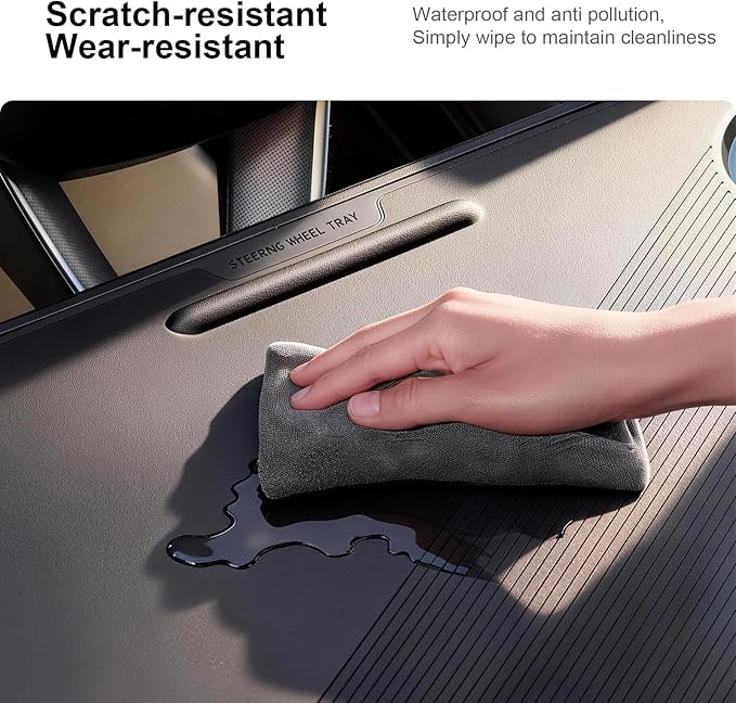 2-in-1 Car Steering Wheel Desk Tray & Car Seat Gap Filler Organizer – Silicone Look Table for Laptop, Eating Food, Writing – Work Road Trip Essentials Accessories（red）