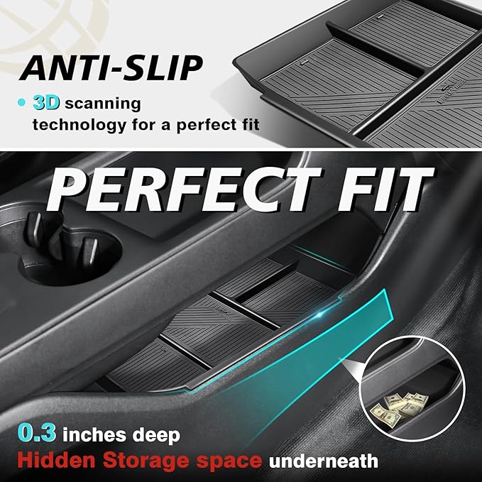 BestEvMod Lower Center Console Organizer Compatible with Honda Prologue 2026 2025 2024 Interior Accessories Floor Console Tray Storage ABS Material with PVC Trim