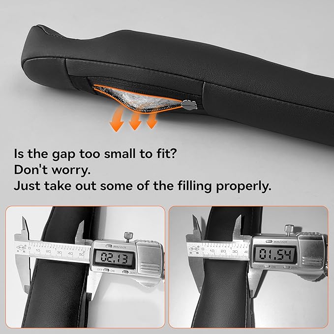 Car Seat Gap Filler - 2 Pack Premium Leather Console Blockers for Cars, Trucks & SUVs - Adjustable 1.4-2.4 Inch Width - Prevents Items Falling Between Seats (Grey)