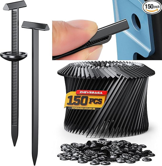 150PCS Upgrade 3D Easy to Fold T Head Nylon Universal Cable Tie Buckle,Grip Auto Zip Tie Buckles, Automotive Zipper Clips Self-Locking UV-Resistant Fasteners for Car Fender Trunk Bumper Repair