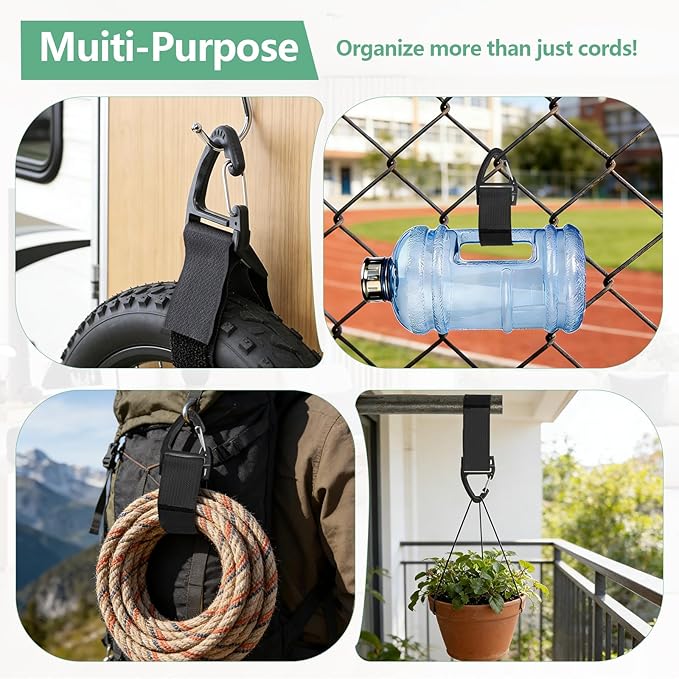 Extension Cord Holder Organizer, Cut to Length 1.5inch Heavy Duty Storage Straps, Tool Hanger for Garage Organizers and Storage, Hook and Loop Straps with Triangular Buckle(20Pack-32Ft)