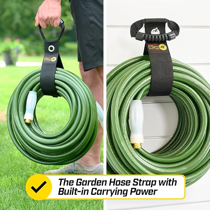 Easy-Carry Wrap-It Storage Straps - 28” (2-Pack) Black with Grommet - Cord Wrap and Hose Organizer for Your RV Tool Kit