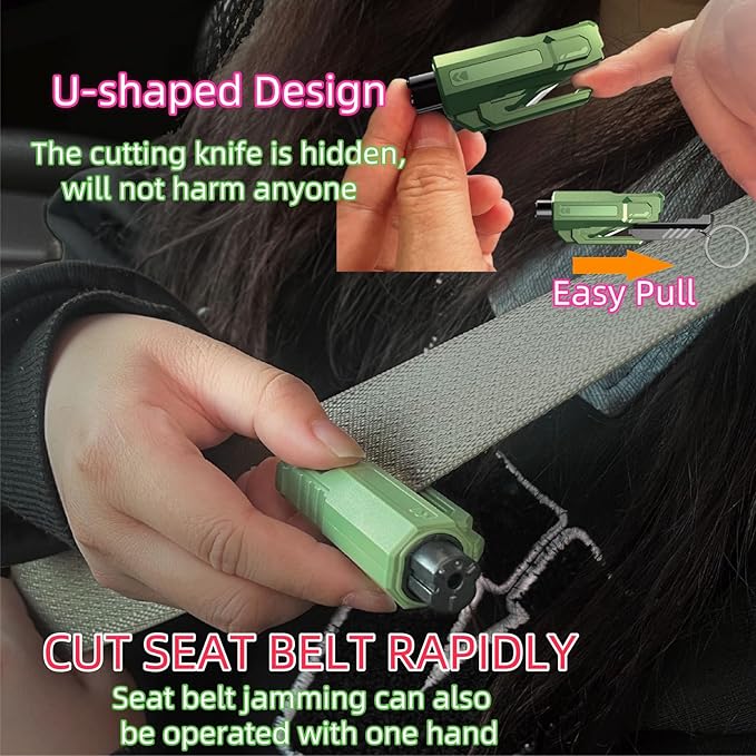 Window Breaker and Seatbelt Cutter Keychain,2 in 1 Car Safety Hammer Glass Break Under Water,Emergency Window Punch Escape Tool for Vehicle (2, redred)