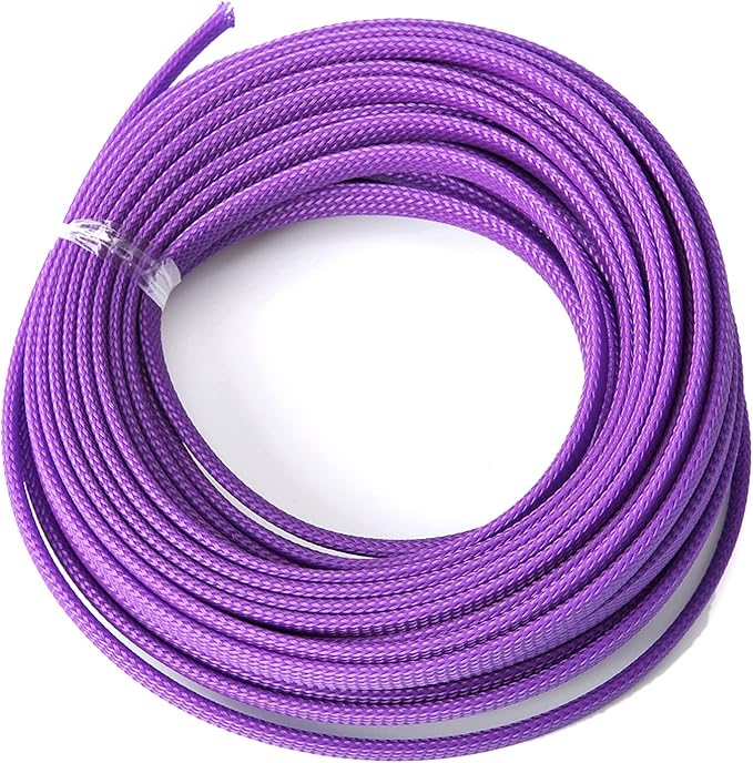 Aicosineg Cable Sleeve Braided Sleeving PET Wire Loom Tubing Cable 32.81ft-1/3inches Wrap Protector for HiFi Audio and Video Headphone Cable Protect Wires from Chewing of Pets Purple