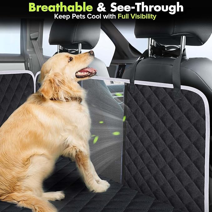 Meolsaek Car Seat Cover for Dogs, Non-Slip Dog Hammock for Car Back Seat, with Mesh Window Scratch Proof Nonslip Back Seat Protector for Trucks SUVs Most Cars (White)