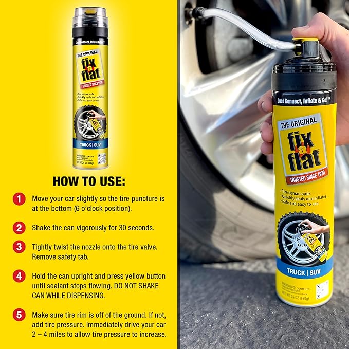 Fix-A-Flat S60369-6PK Aerosol Emergency Flat Tire Repair and Inflator, for X-Large Tires, Eco-Friendly Formula, Universal Fit for All Cars, Trucks and SUVs, 24 oz. (Pack of 6)