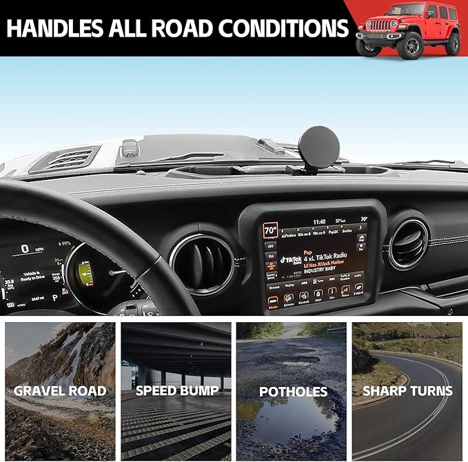 Magnetic Phone Mount Holder Fit for 2021-2023 Jeep Wrangler JL JLU 4XE Car Dashboard Multi-Mount Phone Holder Dash Tray for 2023 Jeep JL 4XE Accessories(2021-2023 4XE, Not for Gladiator/4X4)