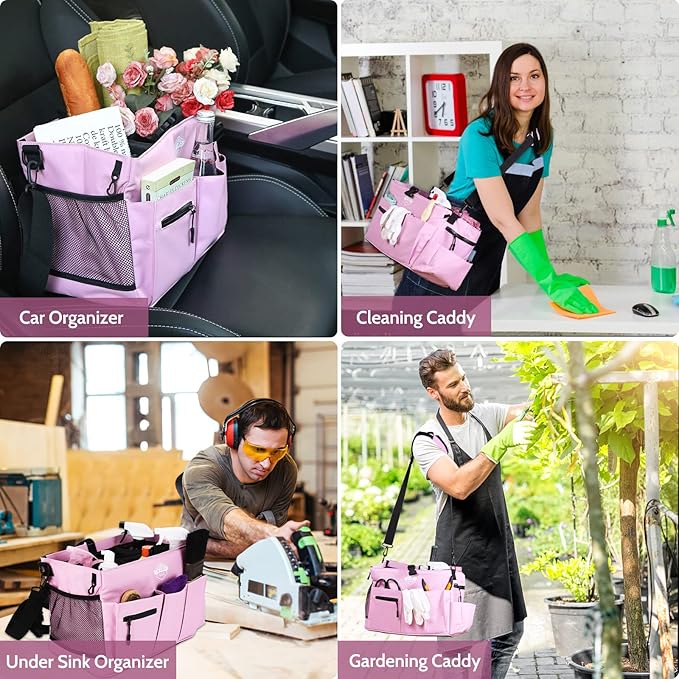 Large Wearable Cleaning Caddy Bags with Handle and Shoulder and Waist Straps,for Cleaning Supplies,for Furniture Storage,Car Organizer