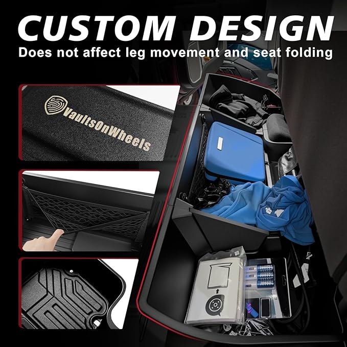 VaultsOnWheels Under Seat Storage Box Fit for 2019-2026 Chevy Silverado 1500/2500/3500HD (Not for Rear Kicker Subwoofer), Console Organizer Truck Tool Box Detachable Underseat Organizer w/TPE Mats
