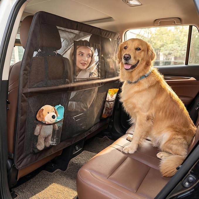 Loyala Dog Car Barriers for SUVs Trucks Cars Adjustable Dog Car Divider Pet Car Barrier for Back Seat Pet Barrier Universal-Fit Safety Travel Accessory 50" W x 56" W x 32" H