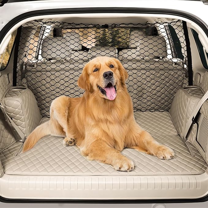 Dog Car Barrier, Dog Barrier for Car Dog Car Divider Back Seat Barrier, Dog Barrier for SUV Car Pet Barrier, 51’’*35’’ Car Divider for Dogs Car Net for Dogs (About 51’’*35’’)