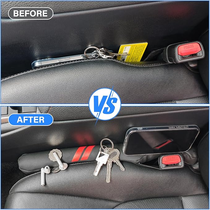 Car Seat Gap Filler for Dodge Accessories Durango Charger Challenger Dart Journey Block The Gap Between Seat and Console Stop Things from Dropping (2PCS, Black)