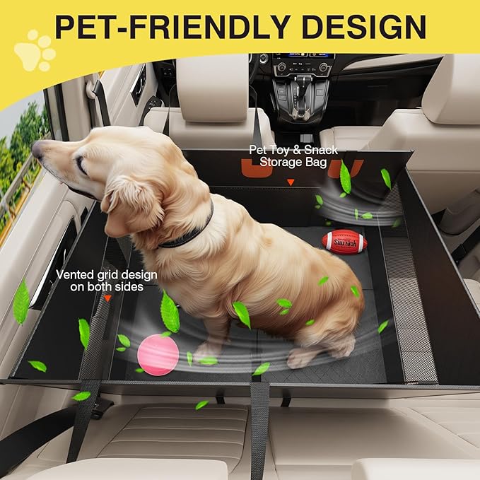 Medium Dog Car Seat, Hard Bottom Car Seats Cover for Dogs, Waterproof Non-Slip Foldable Back Seat Extender for Small to Medium Size Dog, Backseat Cover for Dogs in Vehicle SUV Truck, Black M