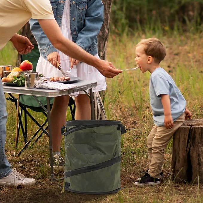 Collapsible Camping Trash Can 37.8L Portable Folding Garbage Bin with Bottom Handle Oxford Cloth Outdoor Trash Can for Car Picnic BBQ Road Trip Garden