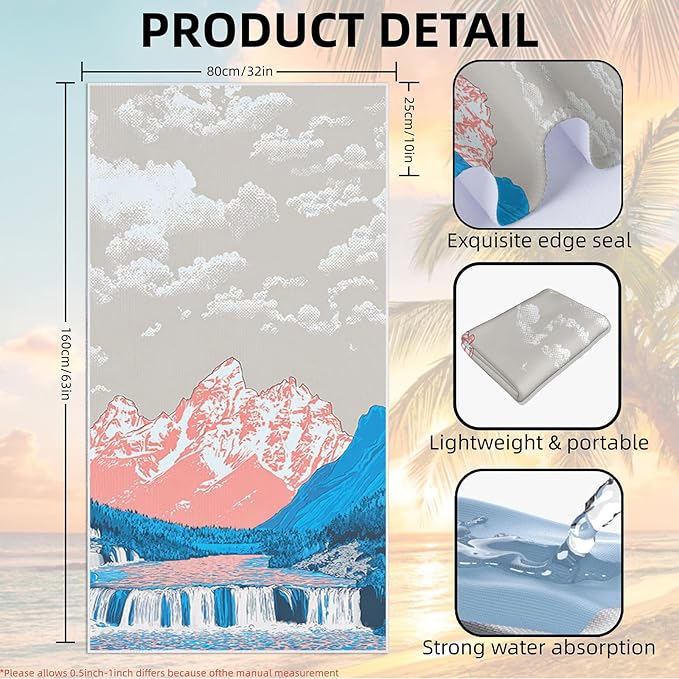 2 Pack Car Towel Seat Covers with Storage Bag, Multifunctional Towel for Gym Outdoor Sport, Picnic, Beach, Pet Dog Travel,Non-Slip Washable Car Seat Protector (Waterfall)