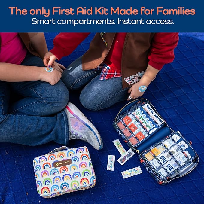 KeepGoing Large Home First Aid Kit for Kids – 270 Pc. for Car, Home, Dorm, & Boat with Latex-Free Bandages – 10 x 7 x 3.5 in. Travel First Aid Kit (Hunter Green)