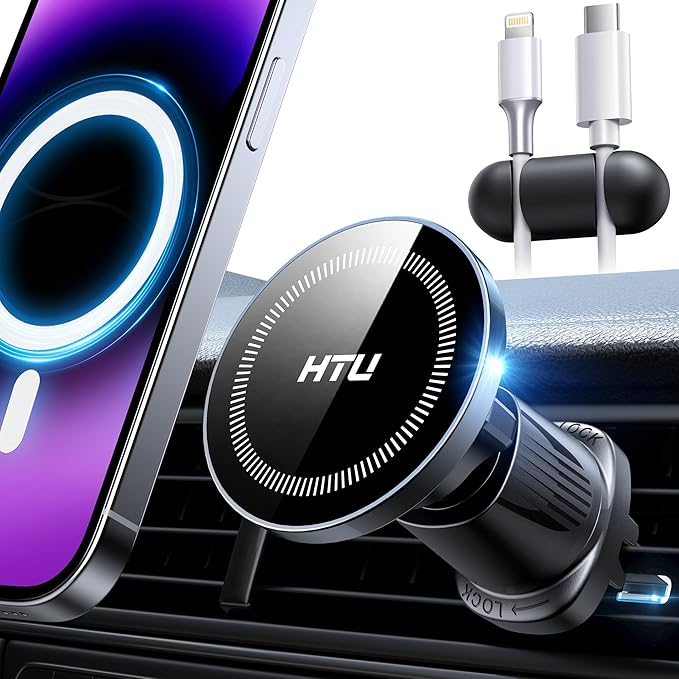 [2026 True Military-Grade] Magnetic Car Mount Vent [Upgraded Strongest Magnet & Metal Hook] for MagSafe Phone Holder Car for iPhone 17 16 15 14 13 Android【Patent & Safety Certs】, Non-Charging, Black
