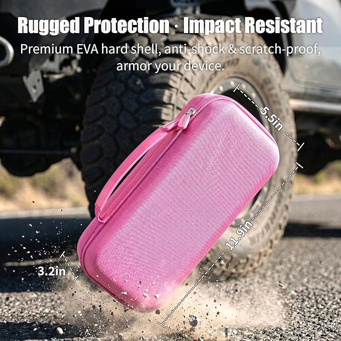 casmilee Case for Halo Bolt 58830/57720/ Air 58830/ ACDC Max 55500/ PaL 1000/ Air+ 1750/ Ultimate 2 Portable Emergency Power Kit, Holder for Car Jump Starter and Extra Accessory- Pink (Box Only)
