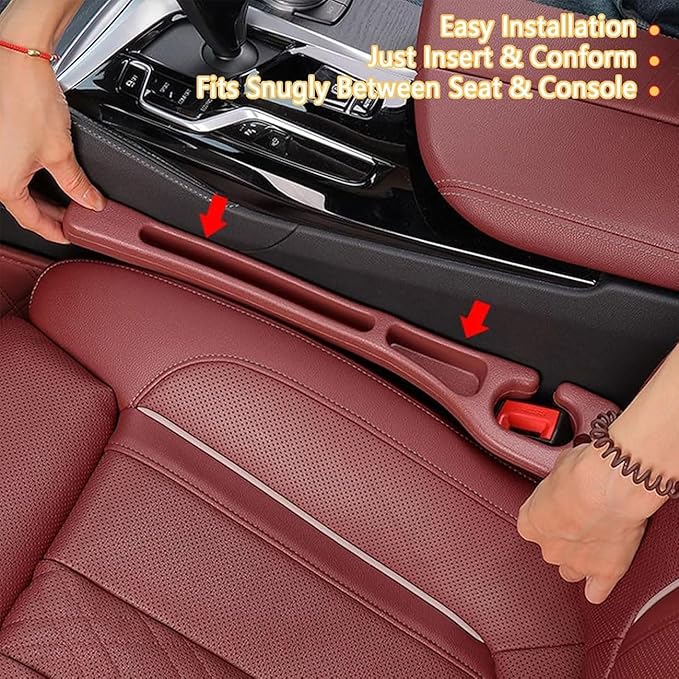 2 PCS Car Seat Gap Filler for BMW X1 X3 X5, Seat Gap Plug with Storage Slot Console Organizer to Stop Items Falling Between Seats Plug Play,B/Red