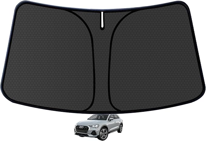 Q3 Customized Windshield Sun Shade for 2019-2025 2026 Q3 (Premium,Premium Plus,Prestige/S-Line) Front Window Sunshade Visor Protector Foldable Blocks UV Rays Keep Car Cooler Accessories