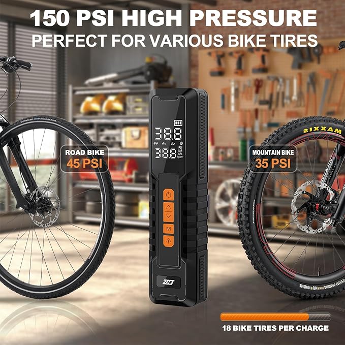 YIMWMIY Tire Inflator Portable Air Compressor – Emergency Flat Tire Rescue & Pressure Maintenance Tool, Cordless Pump with 150PSI, LCD Screen, Auto Shut-Off – for Car, Motorcycle, Bicycle, Balls