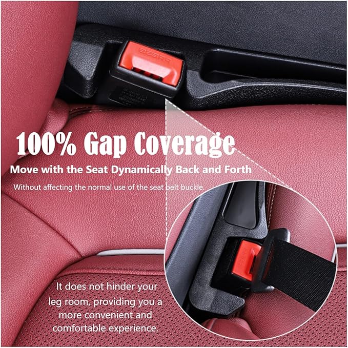 Car Seat Gap Filler Organizer 2 Pack, 3in1 Carseat Side Gap Plug with Filler, Organizer & Hook Functions, Gap Space Stopper Universal Fit Car SUV Truck Fill the Gap Between Seat & Console, Black