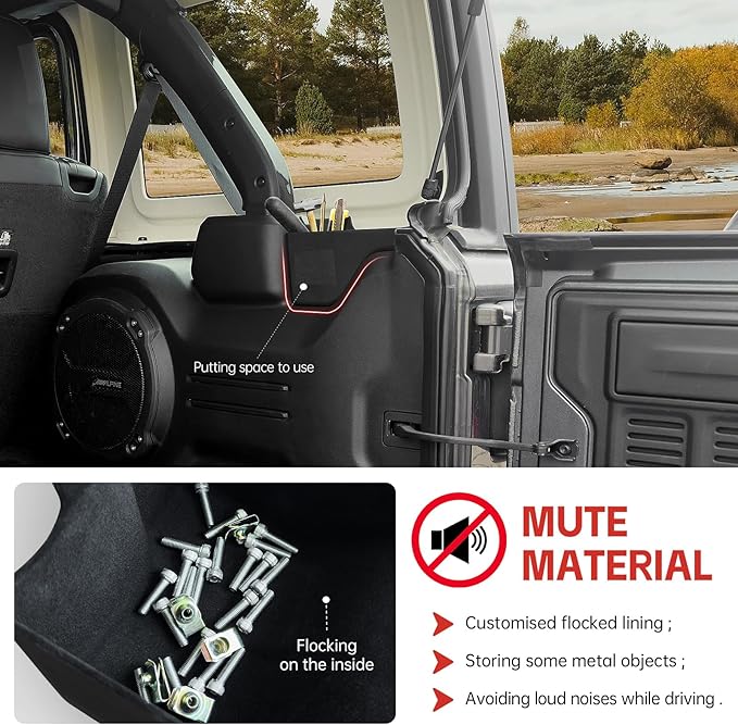 Wheel Well Storage Box Fit for 2024 Jeep Wrangler JL Unlimited, Cargo Organizer Tray Trunk Side Storage Box Bin for Wrangler JL 4 Door Accessories, 2PCS(Left+Right)(Flocked)
