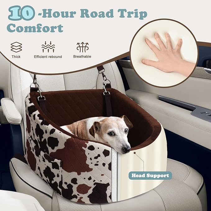 Dog Car Seat for Small & Medium Dogs - Crash-Protective, Non-Slip, Protects Car Interior, Detachable & Washable