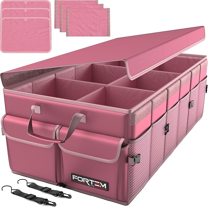 FORTEM Trunk Organizer For SUV Car Trunk Organizer, Foldable Storage, Car Accessories for Women Men, Collapsible Bag, Perfect Christmas Gifts, 600D Oxford, Non Slip Bottom, Straps, Soft Cover (85L)