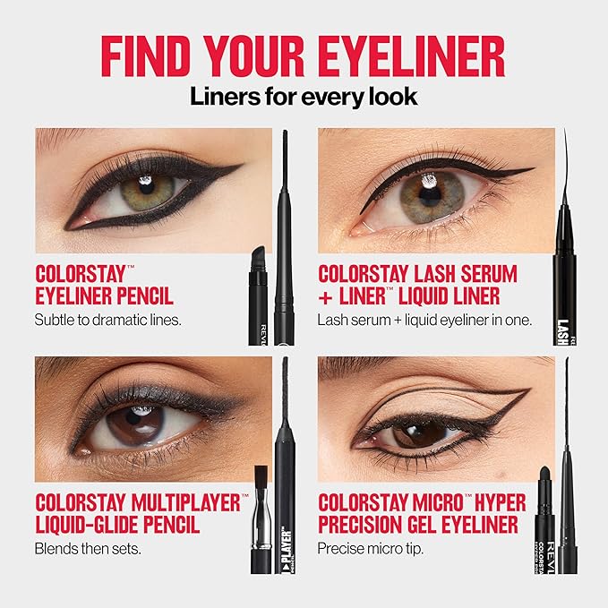 REVLON ColorStay Pencil Waterproof Eyeliner, Smudge-Proof, Eye Makeup with Built-In Sharpener, 215 White, 0.01 oz