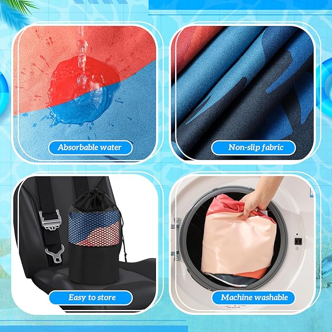Hahafelt 4 Pack Car Seat Towel Covers with Storage Bag 63 x 32 Inch Athletic Running Towel Seat Sweat Washable Non Slip Cover Gift for Car Outdoor Sport Activities (Landscape)