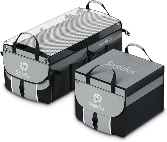 Car Trunk Organizer for SUV - 63L+26L Modular Storage, Heavy-Duty, Foldable Waterproof, Soft & Hard Covers, Non-Slip, Multi-Compartment, Black M006