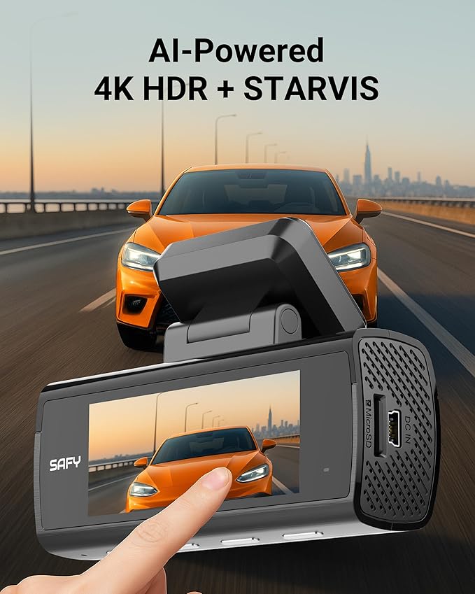 BlackVue SAFY9 2CH 256GB Dashcam - 4K+1080P Dash Cam Front and Rear, HDR Front, AI Night Vision, SD Card Included, Wi-Fi, GPS, 24-Hour Parking Guard, LCD Display