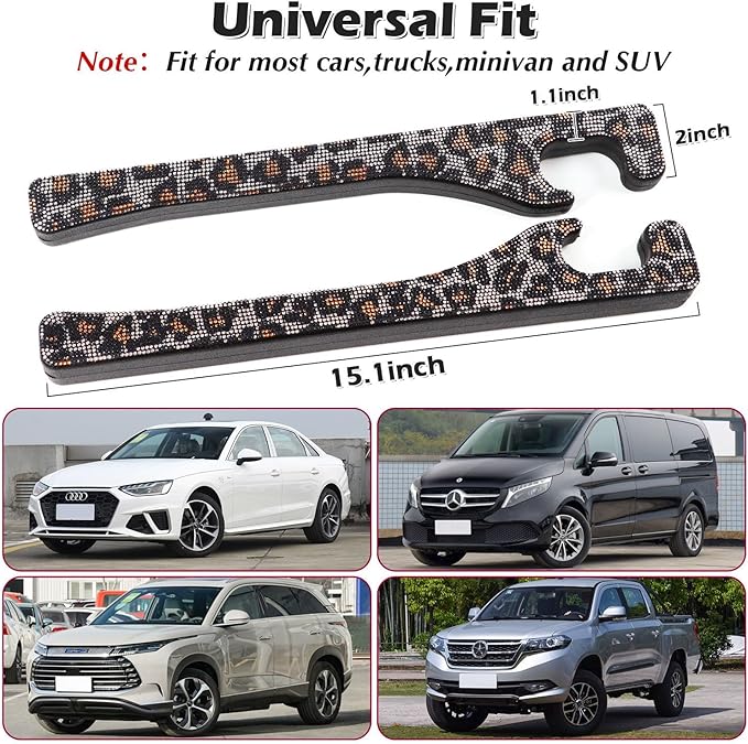Briwill Bling Leopard Car Seat Gap Filler, Set of 2 Handmade Crystal Rhinestone Diamond Bling Cheetah Car Gap Filler Fit for Car Truck SUV Cheetah Print Car Accessories(Leopard)