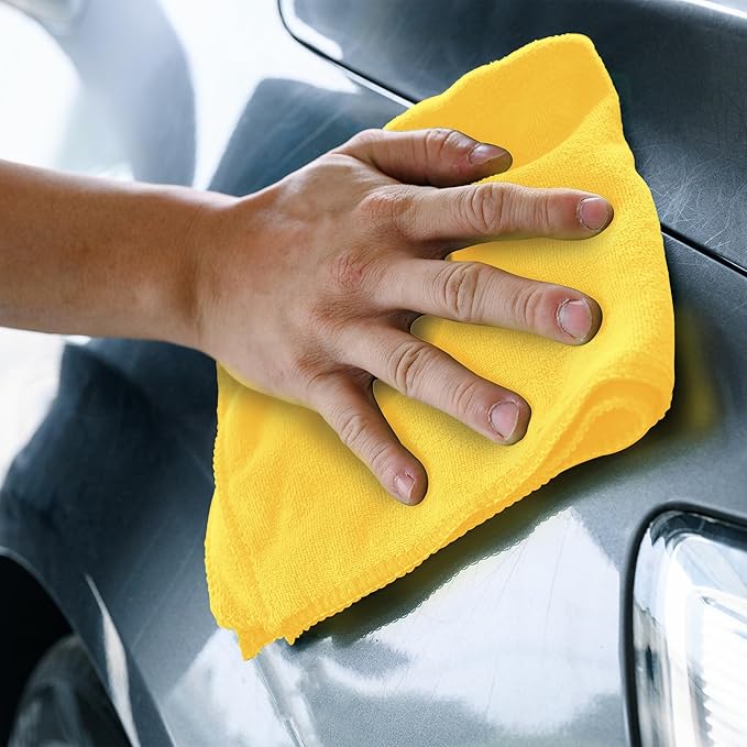 Yellow Microfiber Towels (Value Pack of 36) Size 16" x 16" Large, Highly Absorbent Cleaning Rags, Lint Free Towels, Reusable and Washable, Microfiber Towel for Cars