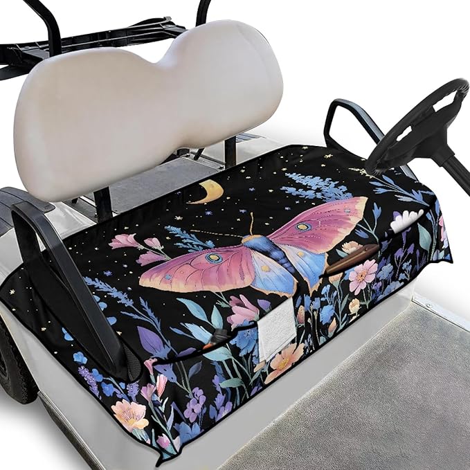 Universal Golf Cart Seat Cover with 4 Pockets Soft Golf Cart Seat Towel Blanket Fits 2-Seat Golf Carts